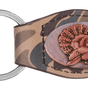 Green Old School Camo Leather Key Fob - Turkey Concho
