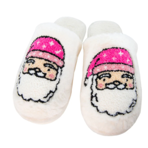 Pink Santa Face Slippers