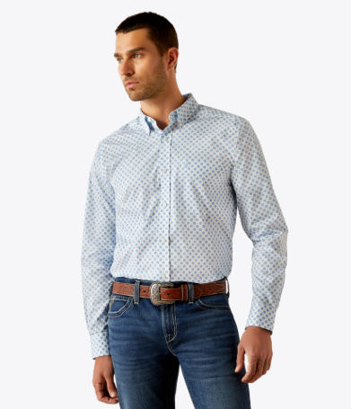 Wrinkle Free Booker Fitted Shirt - Blue