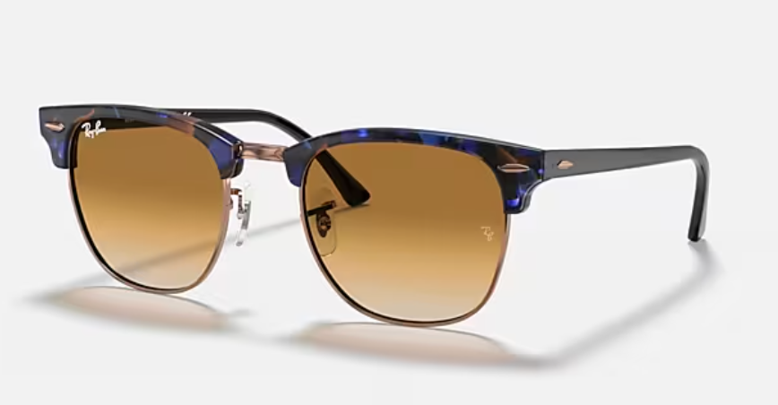 Clubmaster Fleck Spotted Brown Blue Clear Gradient