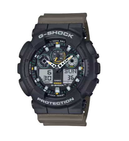 Two Tone G-SHOCK Tough Black & Olive Green Watch GA100TU-1A3CR
