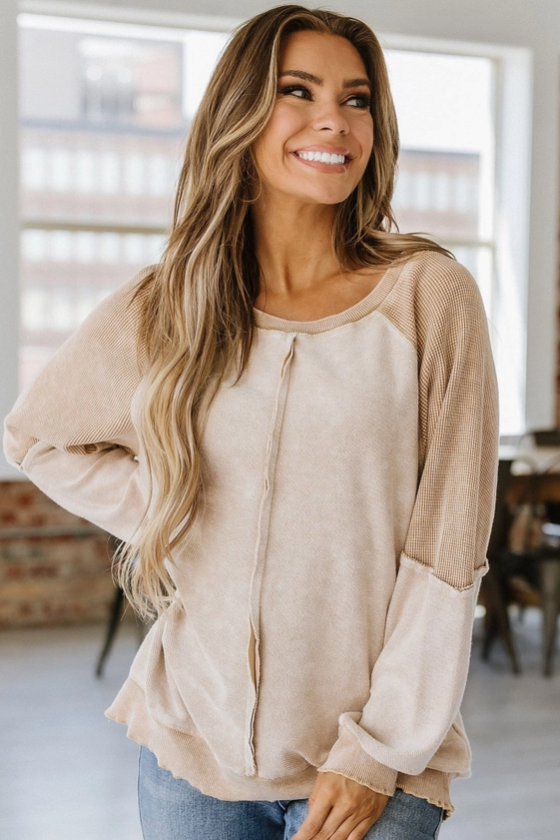 Max Exposed Seam Sweatshirt - Light French Beige