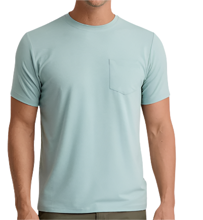 Men's Bamboo Flex Pocket Tee - Heather Ocean Mist