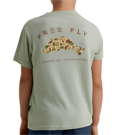 Youth Vintage Camo Redfish Tee - Heather Desert Sage
