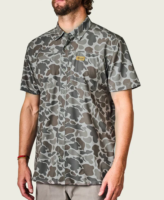 Lenwood Hagood Tech Button Down - Dark Green Mallard Camo