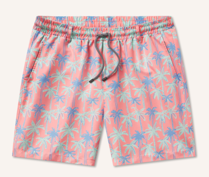 Harbor Swim Trunk - Neon Palms - Coral Palms