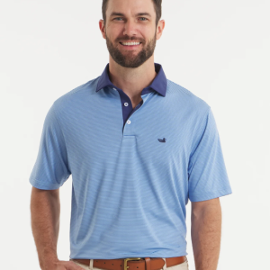Bermuda Performance Polo - Hampton Stripe - Dark Bluebonnet & Blue