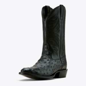 Men's Vesper Cowboy Boot Boot - Black Full Quill Ostritch