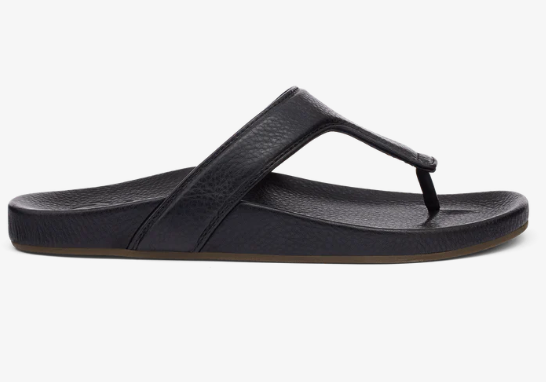 Kipe‘a Lipi Elevated Leather Sandals - Black
