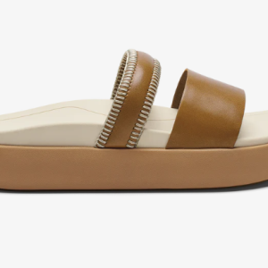 Pae Women’s Leather Slide Sandals - Tan/White Sand