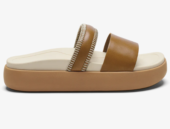 Pae Women’s Leather Slide Sandals - Tan/White Sand