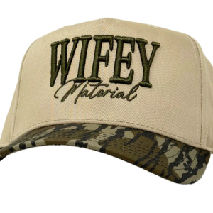 Wifey Material Trucker Hat - Retro Bottomland & Khaki