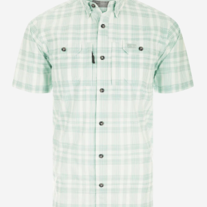 Frat Faded Plaid Button Down Short Sleeve Shirt - Beach Glass