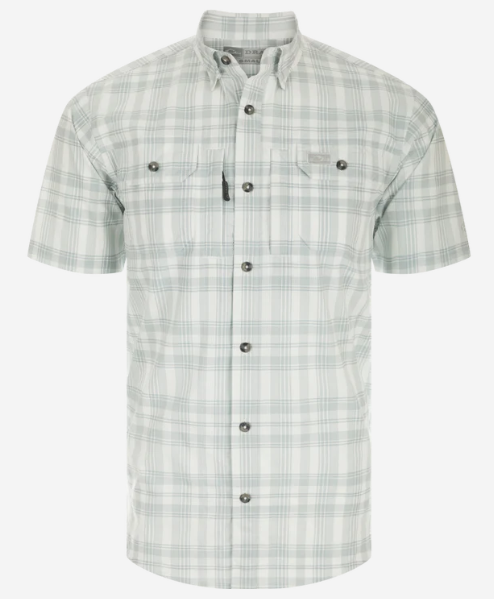 Frat Faded Plaid Button Down Short Sleeve Shirt - Quarry