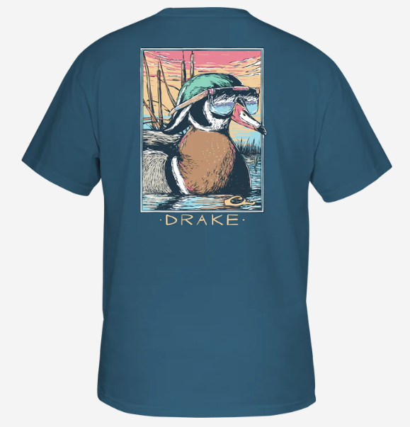 Youth Pop Art Wood Duck Sunglasses T-Shirt - Blue Steel