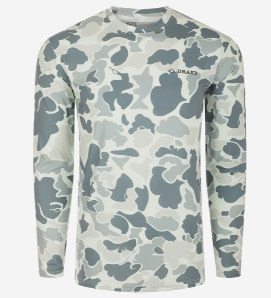 Long Sleeve Performance Crew Print - Old School Grey