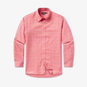 Chatham Lines Performance Dress Shirt - Coral & Slate