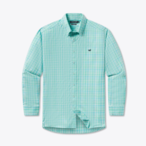 Grainger Performance Plaid Dress Shirt - Teal & Green