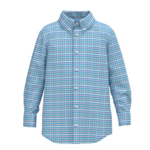 Youth Samford Check LS Button Up - Aquaverde