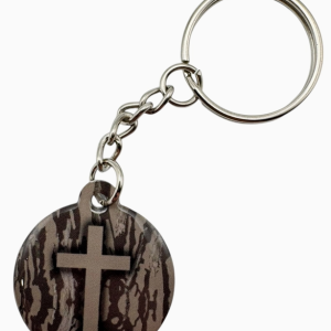 Tap To Pray™ - Prayer Tag Keychains - Tree Bark Camo + Cross