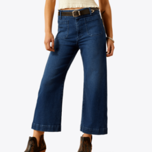 Ultra High Rise Comfort Wide Leg Crop Jeans - Manhattan