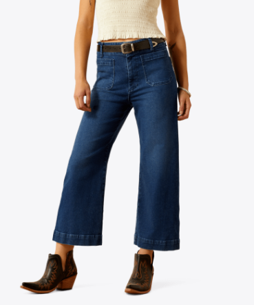 Ultra High Rise Comfort Wide Leg Crop Jeans - Manhattan