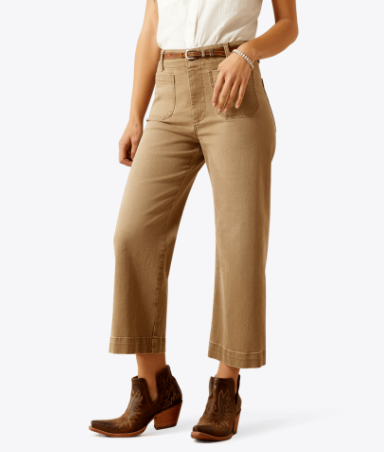 Ultra High Rise Comfort Wide Leg Crop Jeans - Vintage Brown