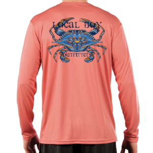 Painted Blue Crab Performance Shirt - Salmon