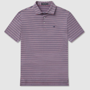 Maybourne Featherlight Stripe Polo - Crimson & Slate