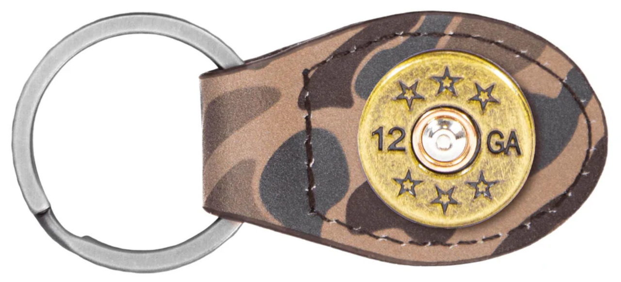 Brown Old School Camo Leather Key Fob - Shotshell Concho