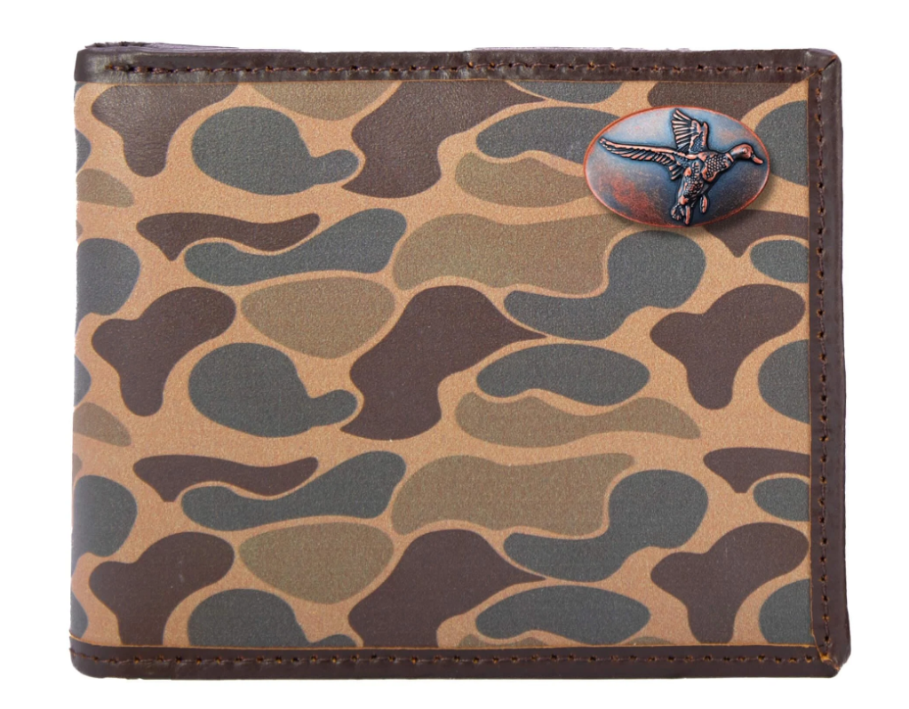 Brown Old School Camo Bifold Wallet - Mallard Concho