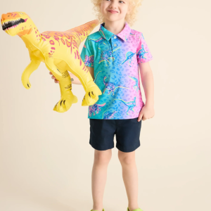 Little Kid's Performance Polo - The Lil Dino Delight