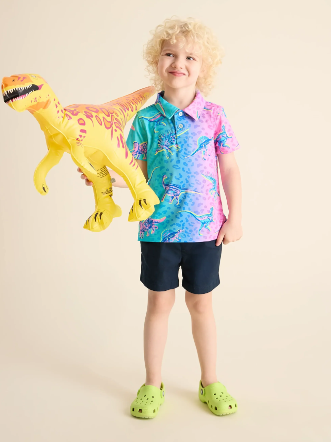 Little Kid's Performance Polo - The Lil Dino Delight
