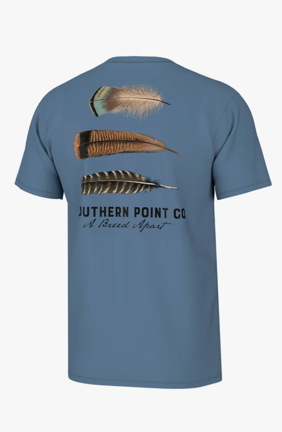 Youth Turkey Feather Trio Short Sleeve Tee - Captains Blue