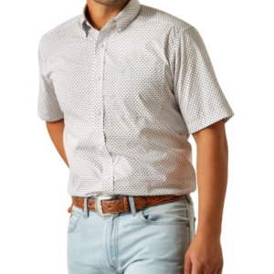 Damien White Geo Print Western Shirt - White