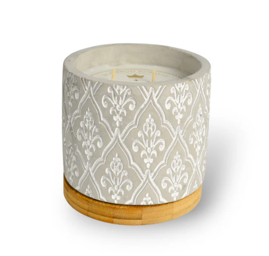 16 oz Damask Stone Candle - Bayou Blossom