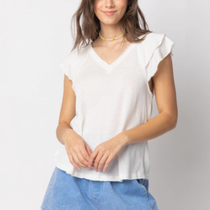 High Waisted Washed Twill Shorts - Bright Blue