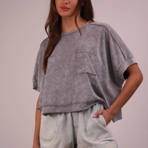 Mineral Washed Oversized Pocket Tee - Black