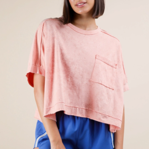 Mineral Washed Oversized Pocket Tee - Peach
