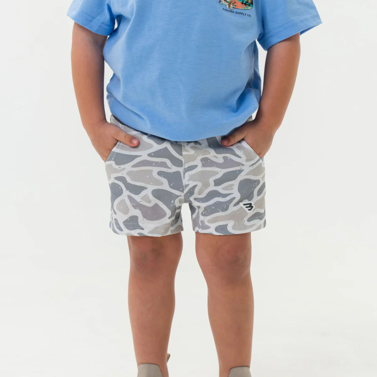 Youth Athletic Shorts - White Camo - Grey Liner - Image 2
