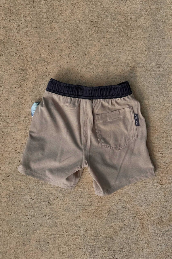 Youth Athletic Short - Heather Khaki - Palm Tree Liner - Image 2