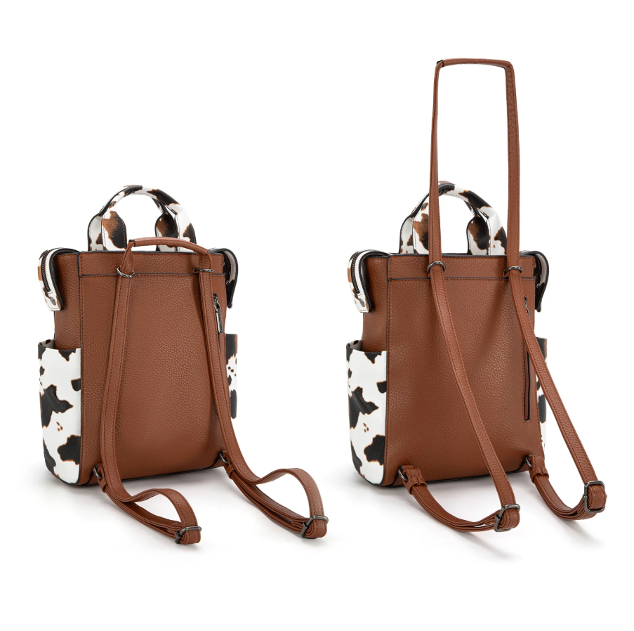 Wrangler Cow Print Convertible Backpack - Brown - Image 2