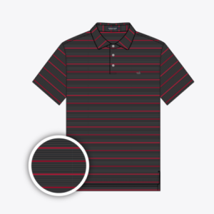 Gridiron Stripe Performance Polo - Black & Red