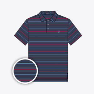 Gridiron Stripe Performance Polo - Navy & Red