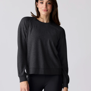 Women's Bamboo Lightweight Fleece Crew - Heather Black