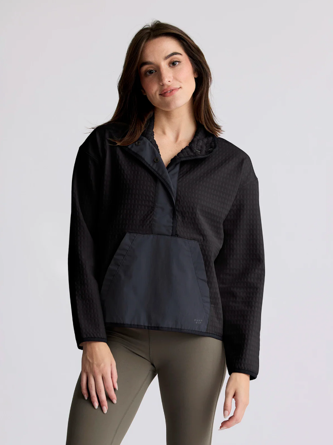Women's Gridback Fleece Snap Pullover - Black - Image 4