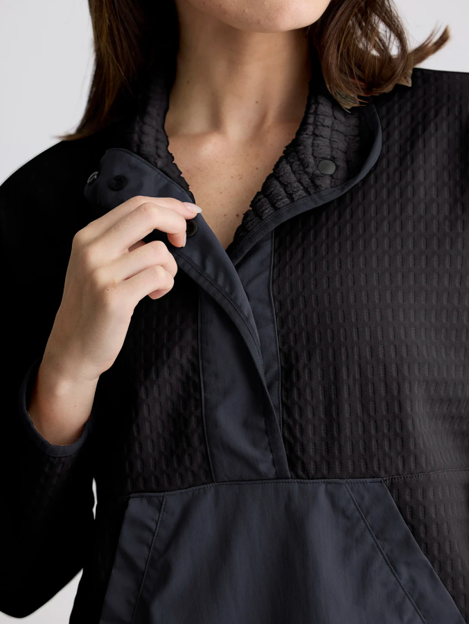 Women's Gridback Fleece Snap Pullover - Black - Image 2