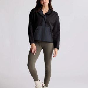 Women's Gridback Fleece Snap Pullover - Black