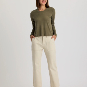 Women's Ribbed Bamboo Long Sleeve - Smokey Olive
