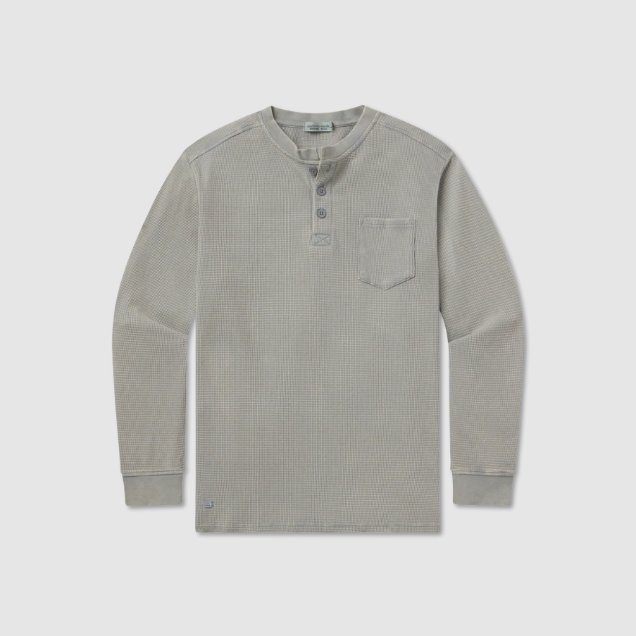 SEAWASH™ Vintage Waffle Henley Tee - Long Sleeve - Burnt Sage